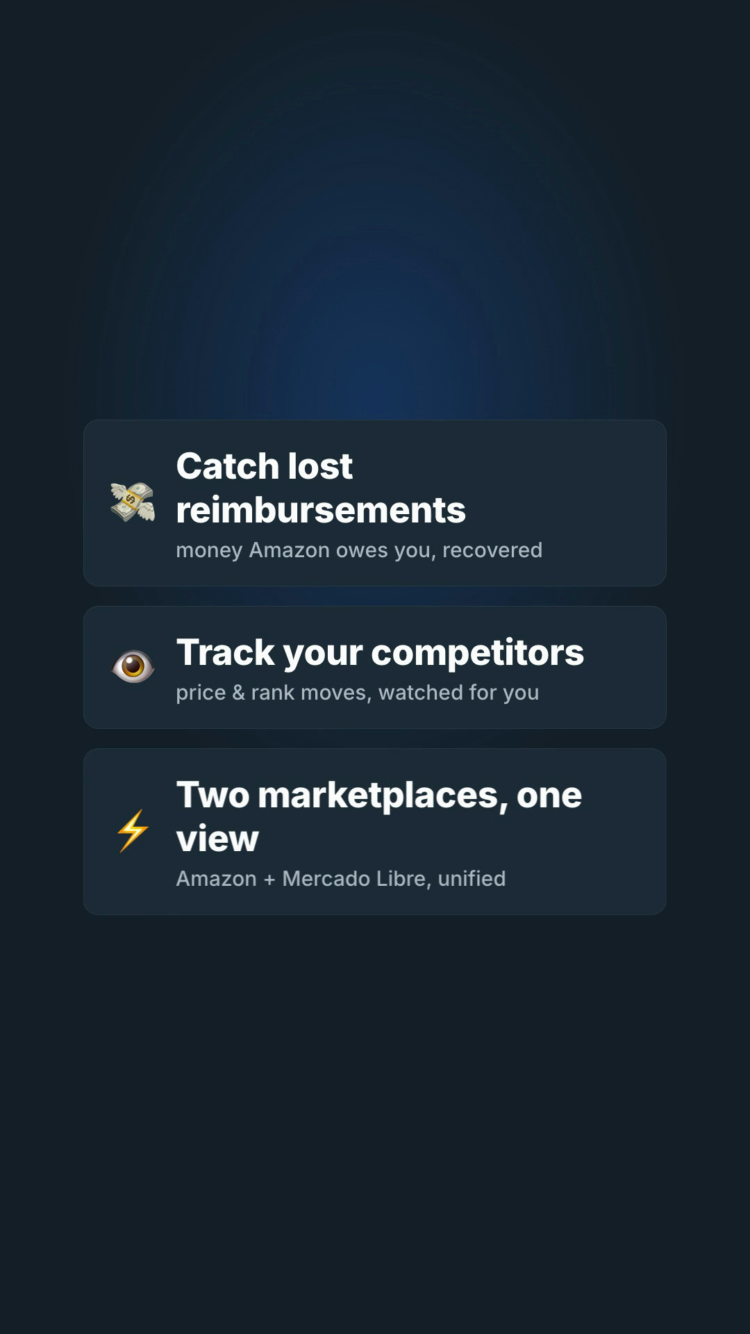 Feature row with emoji icons